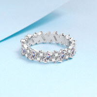 wholesale PT950 gold-plated 925 sterling silver ring with full moissanite for women, available for wholesale from manufacturers-Full Moissanite 3.08 carats >12