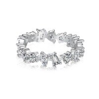 wholesale S925 Sterling Silver Women's Ring with Exquisite Butterfly Leaf Design, Geometric Zirconia Pavé Setting for a Premium Feel-DY120897-SW-WH 9