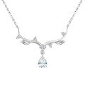 wholesale 925 Sterling Silver Necklace, High-End Versatile Zircon Jewelry for Women, Christmas Deer Antler Collarbone Chain Wholesale-0-5