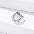 wholesale 925 Sterling Silver Freshwater Pearl Ring for Women, Autumn Winter Fashion Unique Niche Index Finger Adjustable Opening Cross-border Hand Jewelry-0-1