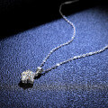 925 Sterling Silver 1-Carat Moissanite Pendant Necklace, Classic Four-Prong Women's Clavicle Chain-0-0
