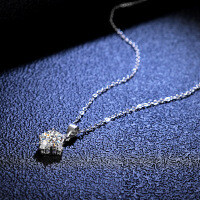 925 Sterling Silver 1-Carat Moissanite Pendant Necklace, Classic Four-Prong Women's Clavicle Chain-1-carat necklace (D color moissanite)  925 silver