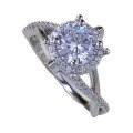 wholesale S925 Silver 1-carat High Carbon Diamond Round Diamond Ring Women's Fashion European and American Cross-border Best Seller-0-4