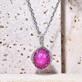 wholesale S925 Silver Cultivated Six-Ray Star Ruby and Sapphire Pendant European and American Luxury Jewelry Accessories Gemstone Necklace-0-1