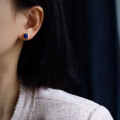 wholesale Metal material, natural lapis lazuli earrings, best-selling natural stone earrings, mid-century high-end sense, light luxury European and American style, vintage studs-0-4