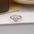 wholesale S925 Sterling Silver Openwork Heart-Shaped Diamond Inlaid Ring for Women, Small and Exquisite Design, Sweet and Elegant, Unique Heart-Shaped Silver Ring-0-5