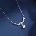 S925 Sterling Silver Moissanite Wheat Ear Bloom Pendant Necklace-0-0