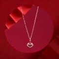 wholesale S925 Sterling Silver Mabe Pearl and Diamond Inlaid Auspicious Peace Lock Necklace, Fashionable Retro Style, Niche Design with a Sense of Sophistication-0-0