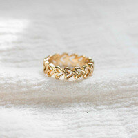 wholesale S925 sterling silver trending heart-shaped ring on Xiaohongshu, stylish and versatile love tail ring-BZ0668-Gold>US size 6