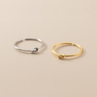 wholesale Sterling Silver Minimalist Knot Line Ring for Women, Adjustable Open-End Design Statement Finger Ring J9182-S925 silver ring silver opening adjustable