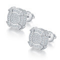 wholesale S925 sterling silver inlaid with moissanite small hip-hop full diamond earrings, trendy fashion European and American earrings for men-0-1