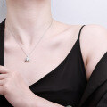 Sterling Silver Moissanite Necklace, Hypoallergenic Women's Jewelry-0-2