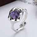 wholesale S925 Sterling Silver Exaggerated Round European-style Adjustable Index Finger Ring with Purple Zircon for Cross-border Live Streaming Supply-0-4