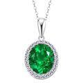 wholesale S925 Sterling Silver European and American Fashion Pigeon Egg Pendant Emerald Necklace for Women, High-End Design Oval Collarbone Chain-0-4