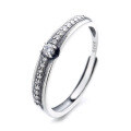 wholesale S925 Sterling Silver Retro Vintage Korean Style Thin Band Full Zirconia Inlaid Ins Minimalist Style Open Ring-0-4