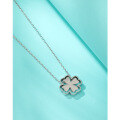 wholesale 925 Sterling Silver Four-Leaf Clover Necklace for Women, Versatile Small and Minimalist Korean Style Flower Pendant Collarbone Chain, Gift for Mother's Day-0-1