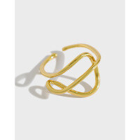 wholesale S925 Sterling Silver 451 Korean Version INS Woven Line Interwoven Women's Ring Adjustable Openable Statement Silver Ring-Platinum [No. 11/Adjustable] Opening adjustable