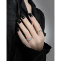 wholesale S925 Sterling Silver Original Niche Design Minimalist Asymmetric Textured Sparkling Colored Diamond Adjustable Open Ring for Women-0-3