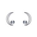 wholesale 925 Sterling Silver French Moon Black Pearl Ear Studs for Women, Minimalist Chic Celestial Crescent Design, Ins Style Earrings Ear Drops-0-4