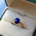 wholesale S925 Sterling Silver Natural Afghan Lapis Lazuli Ring, Versatile Emperor Lapis Lazuli Cabochon Ring Live Stream Supply-0-0