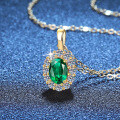 S925 Sterling Silver Moissanite Cultured Emerald Ruby Sapphire Necklace-0-1