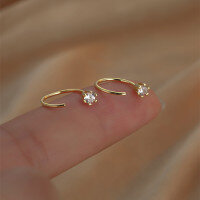 wholesale S925 Sterling Silver Six-prong Cz Hook Earrings For Women-Six-claw ear hook (gold)