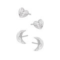 wholesale S925 Sterling Silver 597 Floral Heart Moon Stud Earrings Minimalist Style Small Ins Elegant Geometric Silver Earrings-0-4