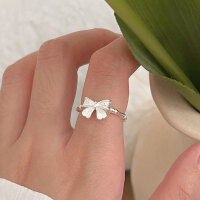 wholesale S925 Sterling Silver Bow Ring Korean Version Women's Ins Forest Style Fashion Ring High-end New-Sterling silver