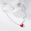 wholesale S925 Silver Fresh Sweet Ins Style Niche Design Exquisite Resin Red Heart Necklace Y02177-0-3