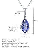 wholesale S925 silver gemstone crystal pendant necklace with a design sense, luxurious retro fashion-Iolite Blue Crystal &gt; 925 Silver