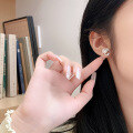 wholesale Retro Korean-style 925 silver natural freshwater 6A pearl rose flower earrings with 3D camellia design-0-2