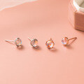 wholesale S925 Sterling Silver Dreamy Iridescent Moonstone Mini Cute Elegant Round Niche High-end Versatile Stud Earrings M01536-0-0