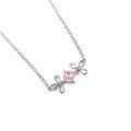 wholesale S925 Silver Pink Zircon Flower Collarbone Necklace for Women, Designer Metal Flash Diamond High-End Sense Necklace-0-4