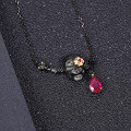 wholesale Dark Style Designer Skull Jewelry Three-Piece Set Halloween Collection 925 Silver Gemstone Ring Earrings Pendant-0-1