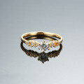 Champagne Gold Plated Sterling Silver Moissanite Six-Prong Crown Princess Ring-0-0