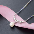 wholesale S925 silver Korean fashion elegant and trendy pearl collarbone chain for women, creatively simple with shell pearl, wholesale-0-2