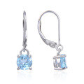 wholesale S925 Sterling Silver Simple Long Natural Topaz Earrings New Garnet Colored Gemstone Earrings Fashion-0-2