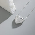 wholesale S925 Sterling Silver Minimalist Korean Version Ins Small Design Sense Smooth Heart-shaped Versatile Textured Necklace Collarbone Chain for Women-0-0