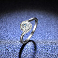 S925 Sterling Silver Ring with 1-Carat Round Moissanite-0-3