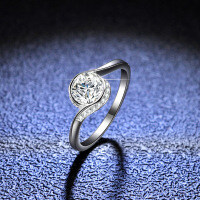 S925 Sterling Silver Ring with 1-Carat Round Moissanite-1 carat (empty setting)  17 yards