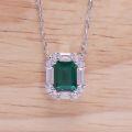 wholesale 925 Silver Cloud Tong Jewelry Small Octagon Cultivated Emerald with Baguette Zirconia Border, a Gift for Commemorative Purposes-0-3