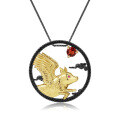 wholesale 925 Silver Natural Gemstone Pendant, Chinese Zodiac Pig Design, Necklace Pendant with Chinese Style Elements-0-4