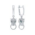 wholesale S925 Sterling Silver Inlaid Zircon Leopard Earrings, Fashionable, Luxurious, Vintage, High-End-0-0