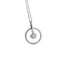 wholesale S925 Sterling Silver Full-Circle Pavé Diamond Pendant Necklace for Women, Fashion-Forward Minimalist Versatile Statement Piece with Dazzling Sparkle-0-4