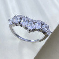 wholesale S925 Sterling Silver 3*6mm Marquise Crown V-Shaped Ring, TikTok Viral Jewelry-0-2