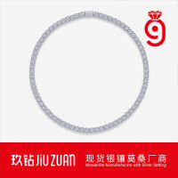 Metal Square Ice Cuban Chain Necklace Custom Processing-N15973 Moissanite 5.0/50 points  45cm