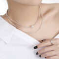 wholesale S925 sterling silver 151 niche design personality collarbone chain ins minimalist style high-end crushed silver pearl necklace for women-0-2