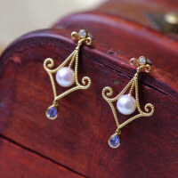 wholesale S925 Sterling Silver All-Over Red Elk Retro Minimalist Pearl Earrings, Luxurious and Versatile for Daily Wear-BE0232-Gold 925 Silver