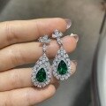 wholesale S925 silver cross-border simulated emerald teardrop pendant with colorful gemstone inlay, European and American vintage style necklace for mothers-0-6