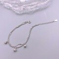 wholesale S925 Sterling Silver Lily of The Valley Round Bead Double Layer Plain Silver Snake Chain Bracelet Fashion Ins Style Niche Design Jewelry-0-3